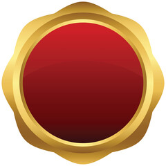 Shiny Blank Gold and Red Round Badge Graphic Design