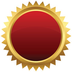 Glossy Blank Red and Gold Starburst Medal Template Design