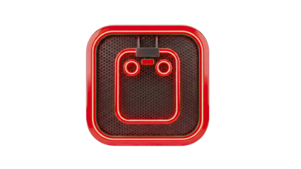 Red and black futuristic device with glowing accents
