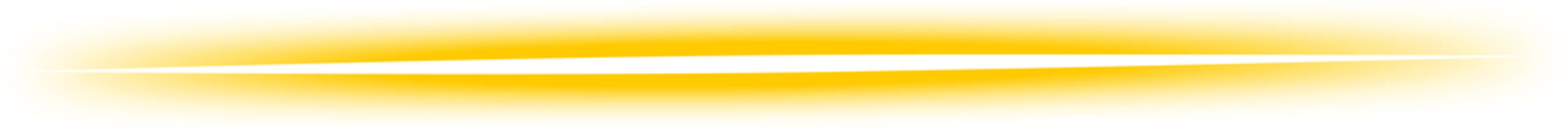A single horizontal glowing yellow light beam with a soft neon effect on a plain white background....