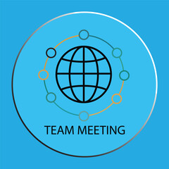 Global Team Meeting Concept Icon on Blue Background