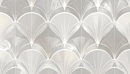 Elegant Art Deco Fan Pattern - A Seamless Tile Design in Soft Grays.