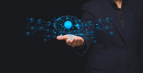 Businessman presenting artificial intelligence technology concept.