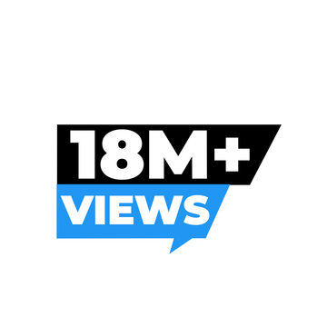 18M viewer recognition sticker, digital traffic badge, creator popularity icon, streaming growth mark, engagement tracker, media spotlight