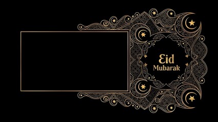 Luxury Gold and Black Eid Mubarak Greeting Card with Frame
