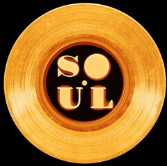 Soul Logo On Gold Vinyl Record with Vintage Style