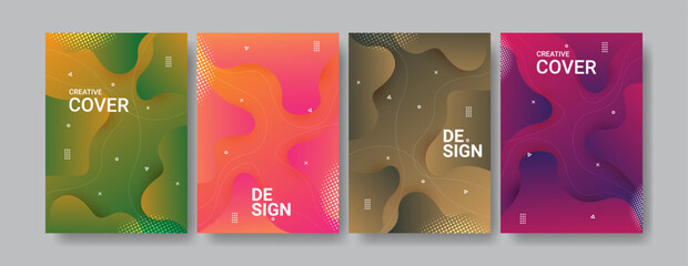 Colorful Cover Design: A collection of vibrant book or brochure covers featuring dynamic and modern abstract designs, perfect for creative and artistic projects.