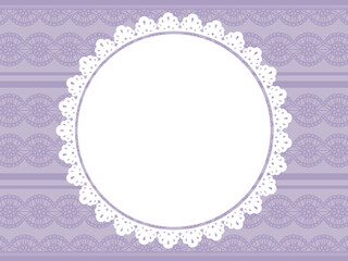 円形のレースフレーム背景　パープル