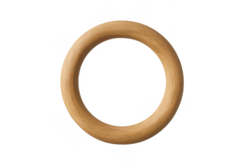 Wooden ring object with natural wood texture on transparent background