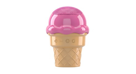 Pink Ice Cream Cone Toy Isolated.