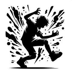 Black and White Vector Angry Boy Stomping Foot