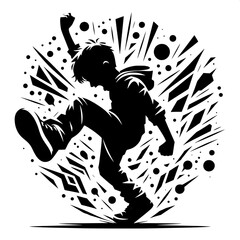 Black and White Vector Angry Boy Stomping Foot