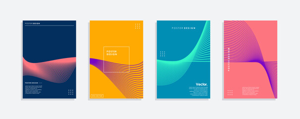 Modern Abstract Poster Series: A collection of four contemporary posters showcasing vibrant colors and dynamic fluid lines, creating a visual symphony of design and aesthetic appeal.
