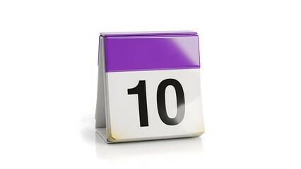 Desk calendar with the number 10 a simple object for planning and scheduling isolated on a white background