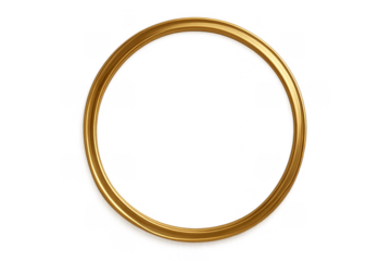 Golden round frame with transparent background