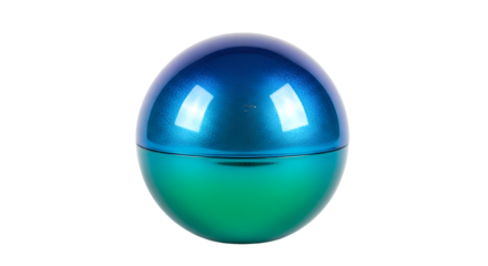Blue Green Metallic Sphere with Reflections.