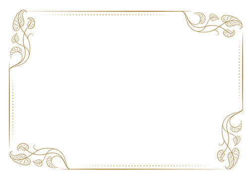 Ornamental rectangular frame with floral vine. Elegant vintage decorative border.