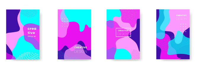 Abstract Cover Design: A set of abstract cover designs, each a unique blend of vibrant hues and fluid shapes, ready to capture attention with a modern artistic flair.