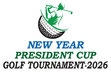 New Year President Cup Golf Tournament Logo Design