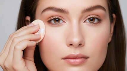 Woman applying glitter gold eyeshadow with a brush. Close-up of a glamorous evening makeup look. Beauty and cosmetics concept