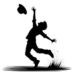 Black and White Vector Angry Boy Throwing Hat