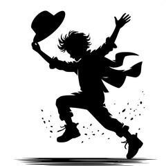 Black and White Vector Angry Boy Throwing Hat