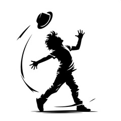 Black and White Vector Angry Boy Throwing Hat