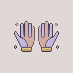 Open palms hands icon in soft pastel colors symbolizing help care and openness in minimal outline style