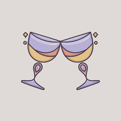 Two clinking wine glasses in pastel colors symbolizing celebration romance and togetherness