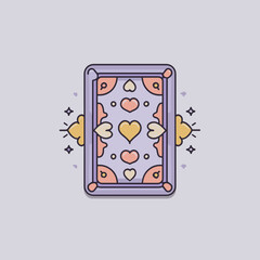 Decorative valentine greeting card with hearts and ornamental frame in pastel style