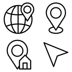 Navigation Icon Set Vector Line Art Design Template