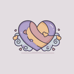 Intertwined pastel hearts with clouds symbolizing love harmony and emotional connection