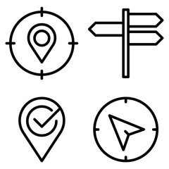 Navigation Icon Set Vector Line Art Design Template