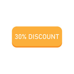 Orange rounded rectangular 30 percent discount promotional banner