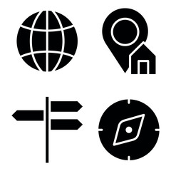 Navigation Icon Set Vector Design Glyph Template
