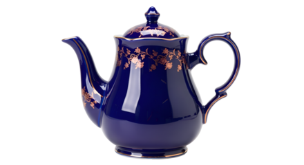 Blue Porcelain Teapot with Floral Design.