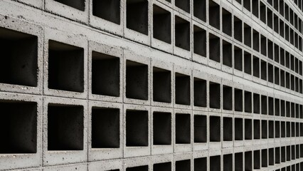 Modern Concrete Lattice Wall Background with Geometric Square Pattern