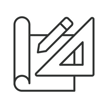Drafting concept, icon in line design. drafting, design, blueprint, planning, creativity, drawing, concept on white background vector. drafting editable stroke icon