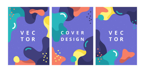 Abstract Vector Cover Designs: A set of abstract vector cover designs, featuring modern, minimalist shapes, a vibrant color palette, and a clean aesthetic. Perfect for various design needs.