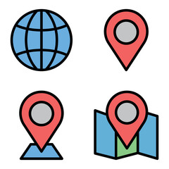 Navigation Icon Set Vector Design Template