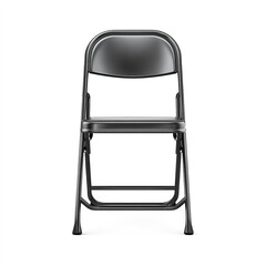 Black Metal Folding Chair &ndash; Front View on White Background.