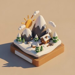 미니어처 설산의 일출