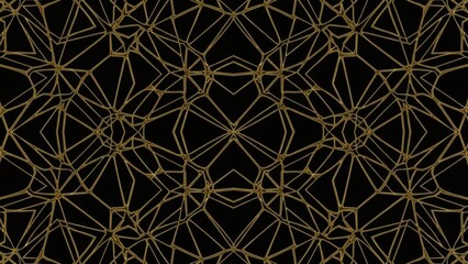 Luxury Gold Lattice Pattern on Black Background with Intricate Geometric Lines