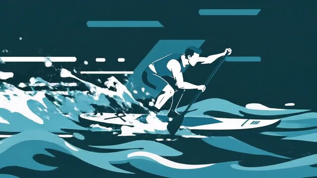 Paddleboarding Adventure Dynamic Sea Waves And Vibrant Aquatic Scene For Extreme Sports
