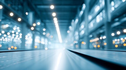 Futuristic Industrial Interior with Motion Blur Smart Factory Data Flow and Automation Concept