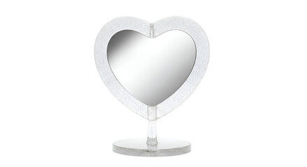 White Heart Shaped Mirror on Stand.