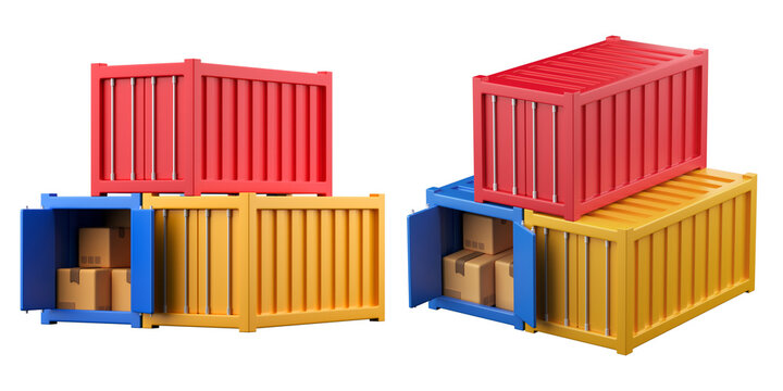 3D Cargo Containers Set Illustration