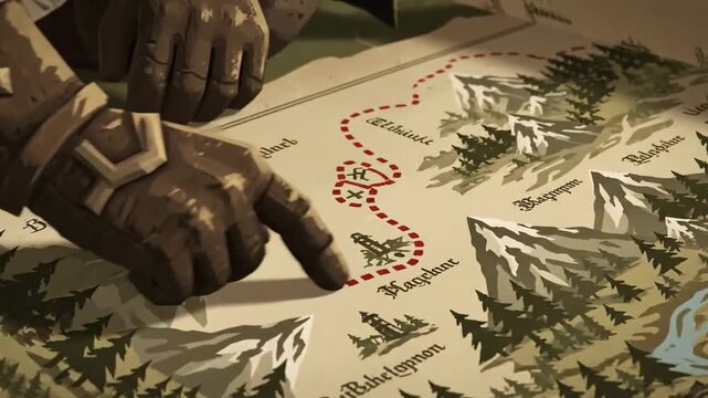 Planning An Epic Adventure With An Ancient Map And Mysterious Cloaked Figure