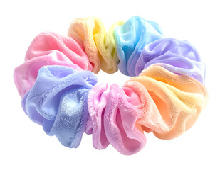 Rainbow Multicolor Fabric Scrunchie Hair Accessory.