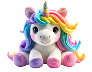 Rainbow Unicorn Plush Toy with Soft Colorful Mane.